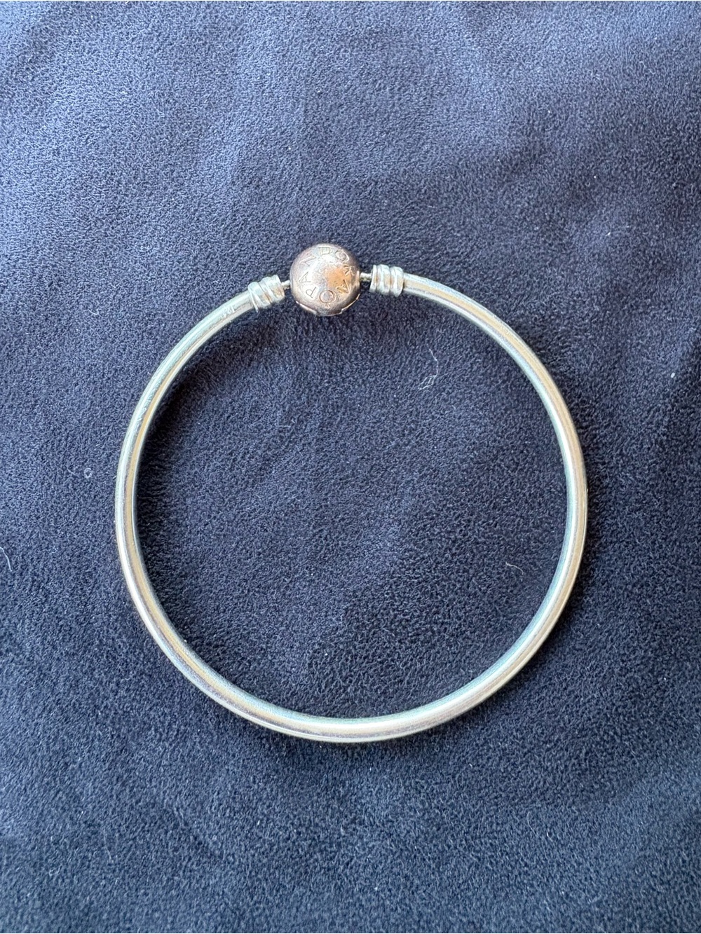 Pandora Silver Signature Bangle Bracelet rose gold clasp
